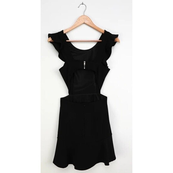 NWT LULU’S Positively Beaming Backless Ruffled Mini Dress Small Black - Picture 6 of 12